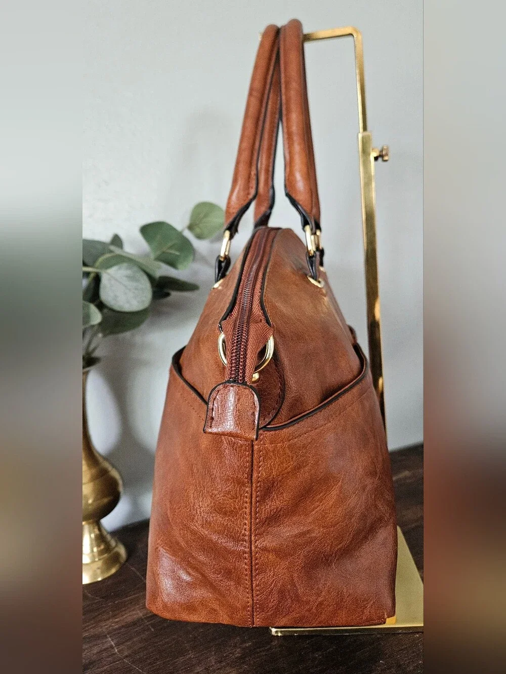 BUENO Sophisticated-Vintage-Preppy Inspired Style Cognac Crossbody/Hand Purse.